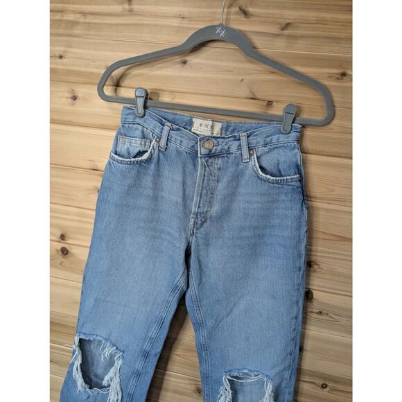 Free People Jeans Women's 25 Blue Distressed Ankle Straight Leg - Picture 2 of 11
